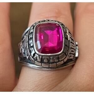 Vintage Jostens LTM Class 84 Ring – Ruby Red Stone – Size 10.25 – Pomona Panters